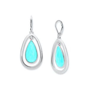 Anne Klein Teardrop Stone Earrings (blue/silver)